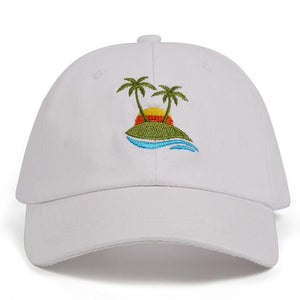 Palm Trees 100% Cotton New Curved Dad Hat Beach sunrise A holiday Baseball Cap Coconut Trees Hat Strapback Hip Hop Cap Golf Caps